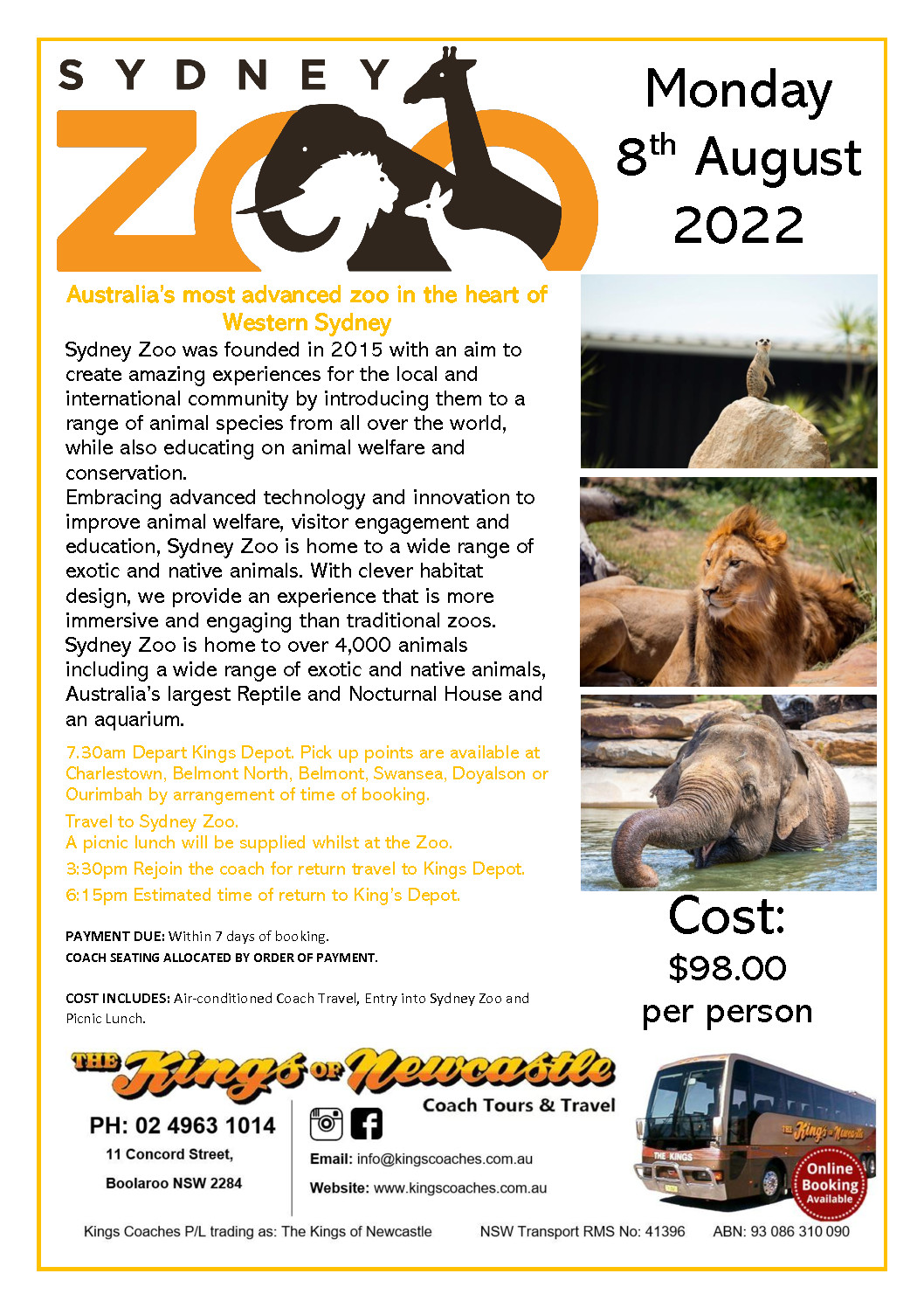 Sydney Zoo Itinerary | Kings Coaches