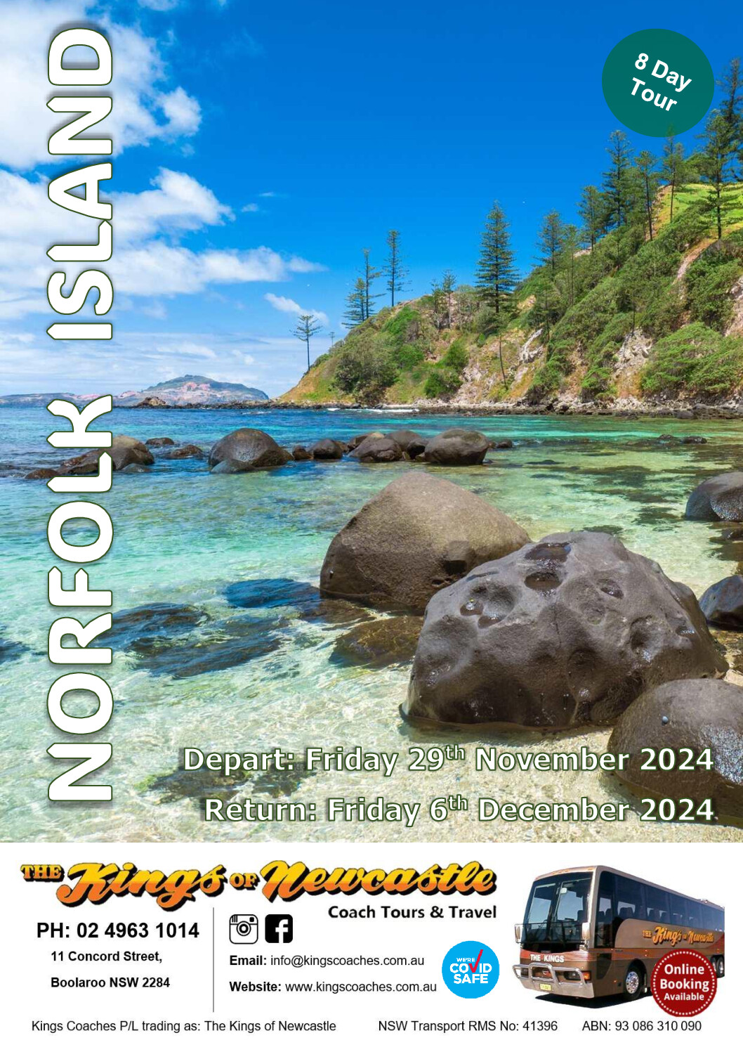 Norfolk island 2024 itinerary Kings Coaches